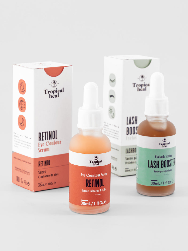 Kit serum contorno de ojos con retinol y alargador de pestañas y cejas